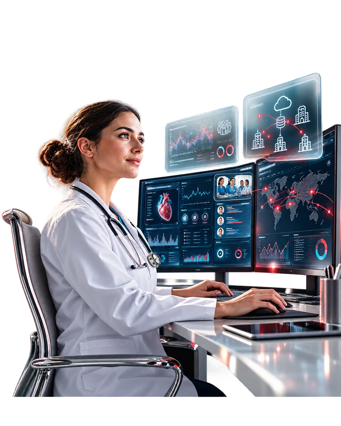 Healthcare specialist working with digital analytics