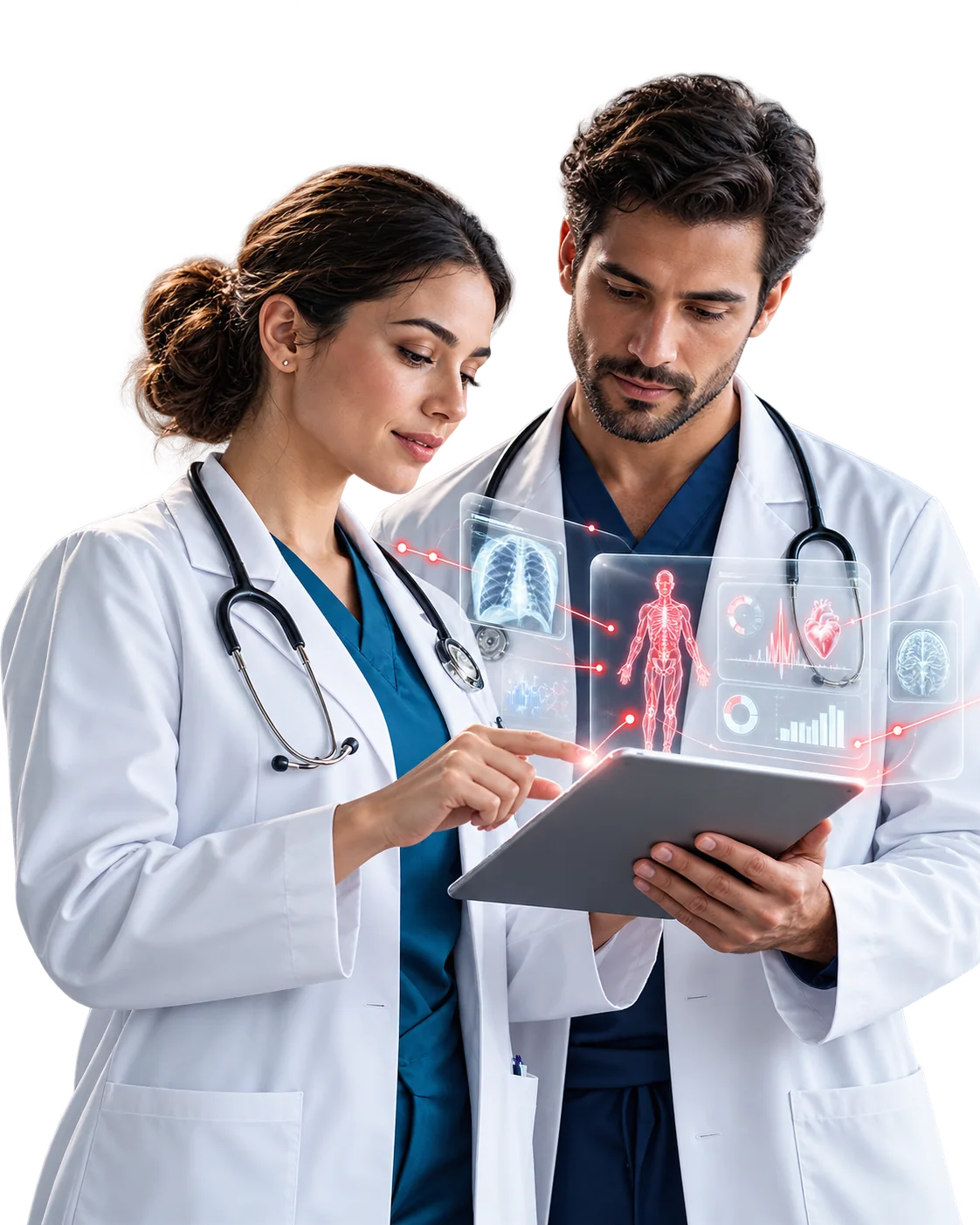 Healthcare professionals working with modern technology