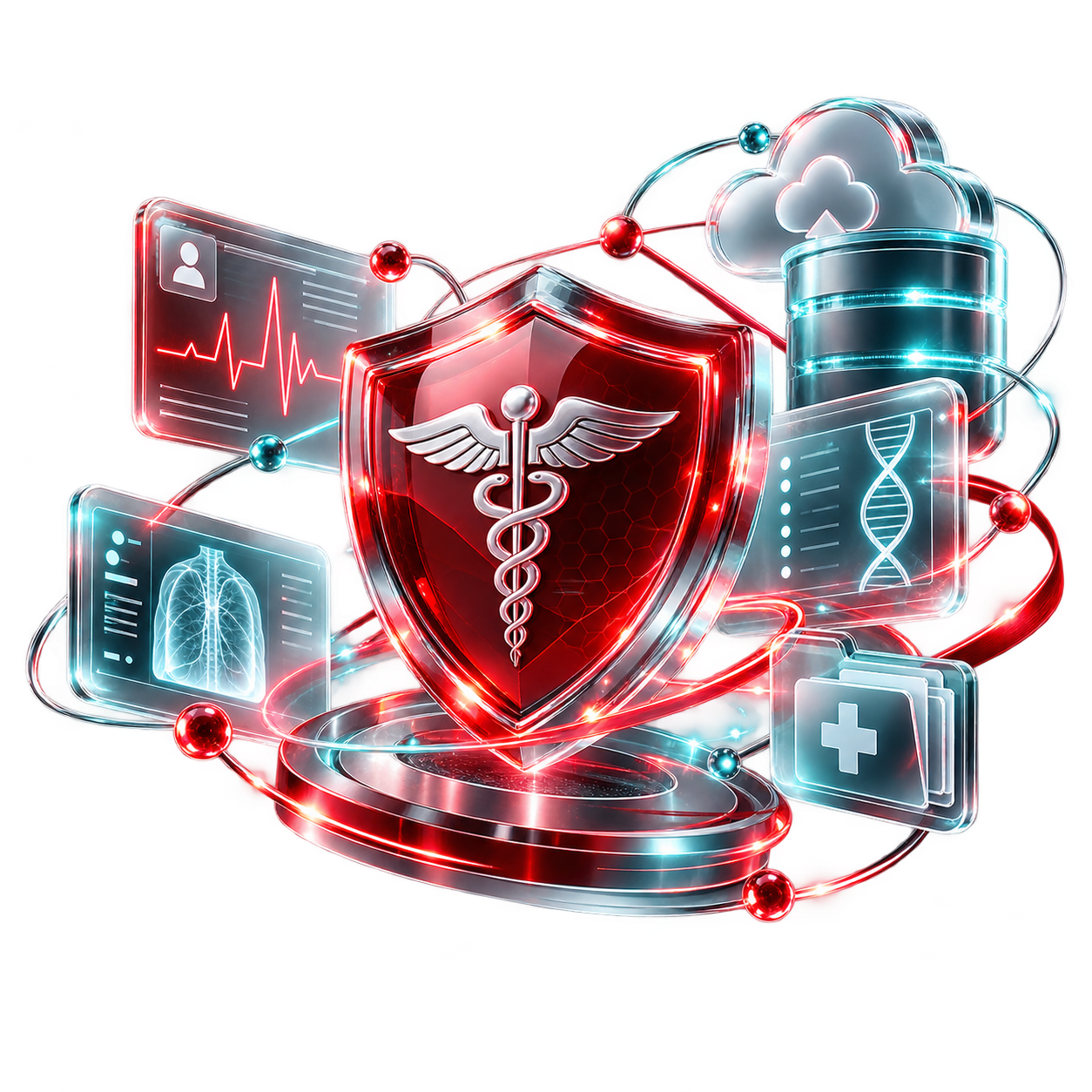 Healthcare security visualization representing protected digital operations
